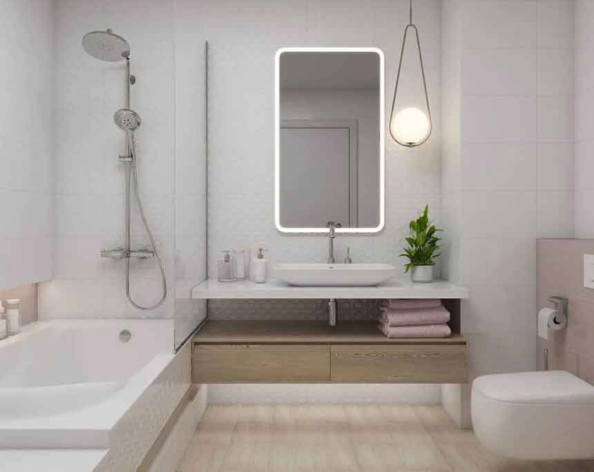 کاشی های سفید رنگ همراه با ساختار شکنی به کمک رنگ های مختلف
